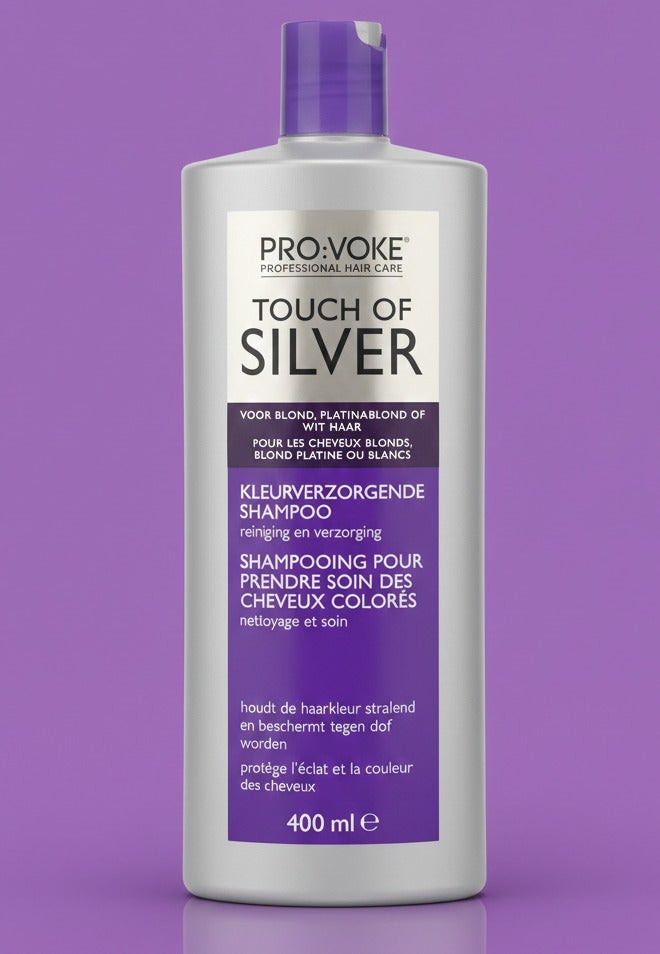 PRO:VOKE Touch of Silver Colour Care Shampoo - Brightening & Protecting Formula for Blonde, Platinum, or White Hair - 400ml